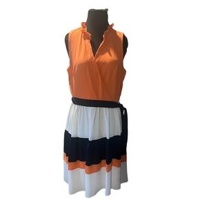 NWOT Maison Tara Women"s Casual Babydoll Dress Color Block, Size 12‎